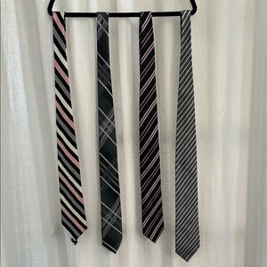 Elegant Striped Tie Set - Black, Pink, Gray